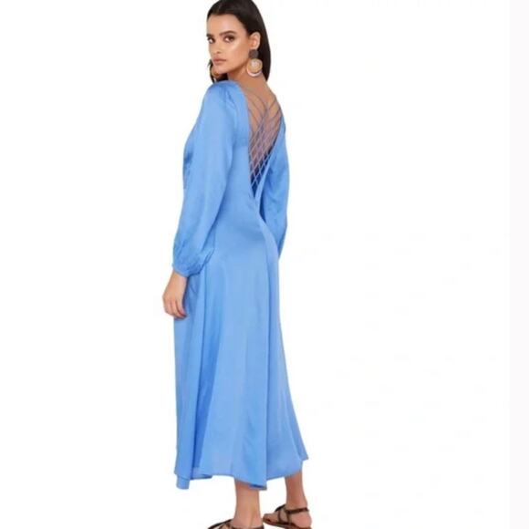 Free People Dresses & Skirts - Free People Later Days Blue Button Front Dress size 6 MIDI